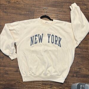 Brandy Melville oversized cotton Cream and Navy Sweatshirt